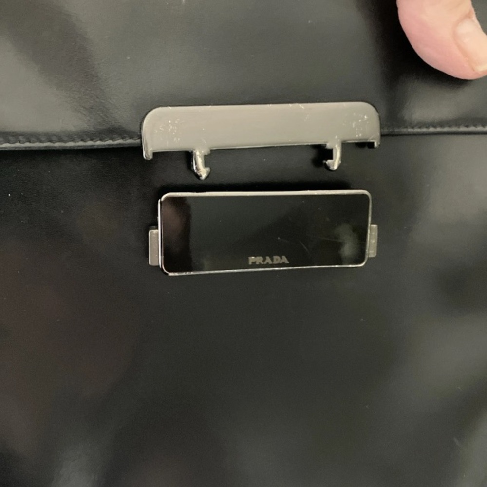 PRADA Vitelli Borsa In Pelle Leather Shoulder Bag Black Small Cross Body Italy - Picture 13 of 16